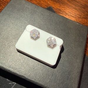 Hexagon Silver Stud Earrings